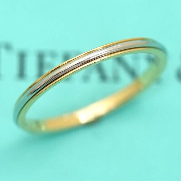 Tiffany & Co. Lucida Band Ring size US9.5 Platinum PT950 & 18k Gold Auth w/Box - Picture 1 of 5